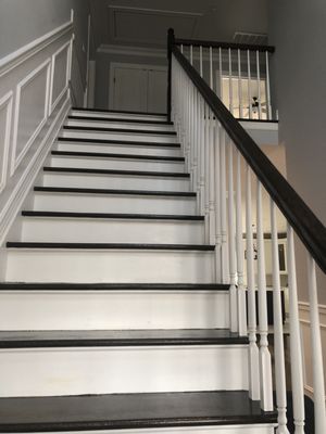 BELLEMORE HOME   Interior staircase painted  Benjamin Moore Paints