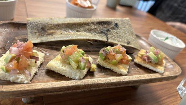 Bone marrow bruschetta - delicious!