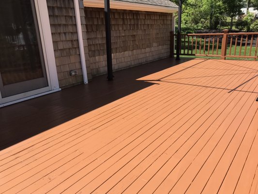 After picture of deck wood refinishing and painting!