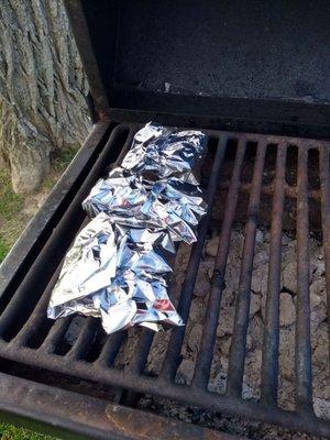 Memorial Day weekend cookout on the lake, complete with grilled s'mores. :-)