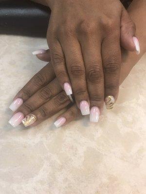 Tiger- nail tech  Pink & White ombré w/2 nail design