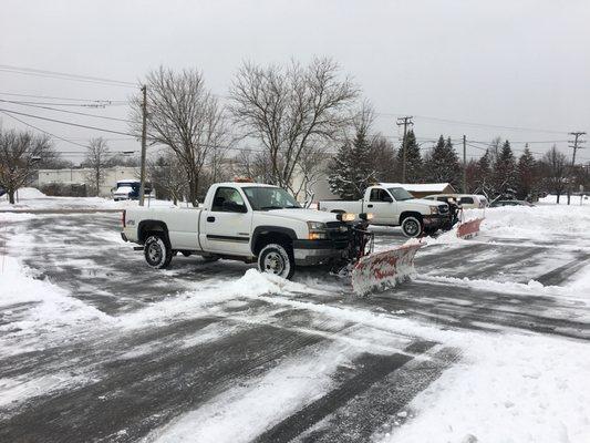 Commercial snow and ice removal. With our fleet of trucks and Machines there is no storm to big or small!