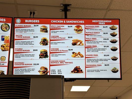 Menu // Burgers, chicken and sandwiches, and Mediterranean