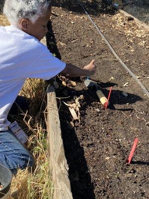 Youth learning how to plant seeds