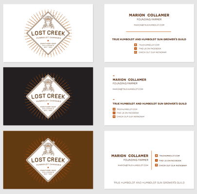 Lost Creek business cards declined with corporate color palette