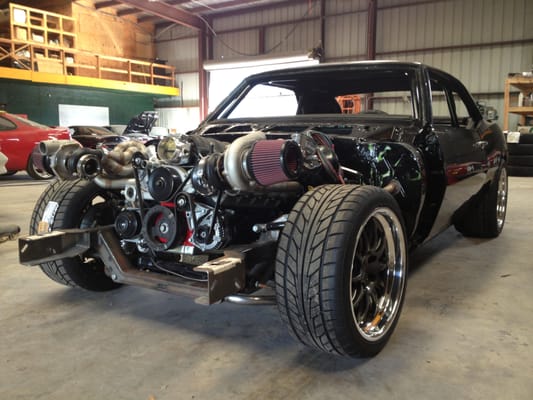 Shop build for this amazing 1967 twin turbo Camaro.