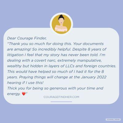 What clients say about couragefindher