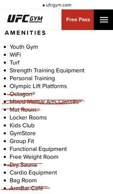 website lists all these amenities, however I updated with what is actually available.