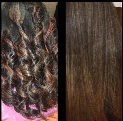 Left- Style out with Curls.    Right -Express Keratin Blowout