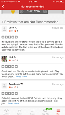 As long as yelp keeps removing our reviews, I'll keep posting them here