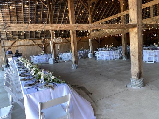 Inside barn