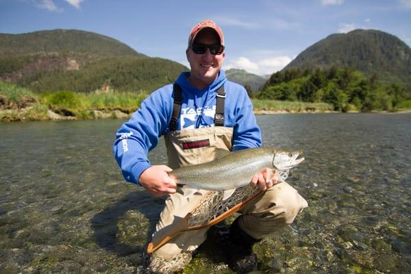 A beauty of a Dolly Varden caught on a remote fly fishing trip.