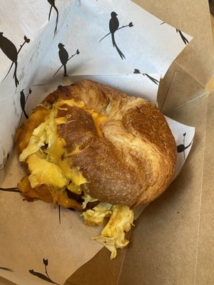 Eggs, bacon, and cheese croissant