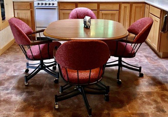 Rich and his team did an absolutely beautiful job of reupholstering and painting our vintage dinette set to update the look. Love it!!!