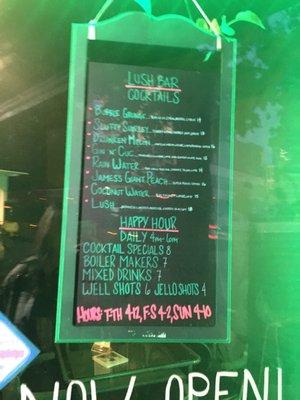 Hours and menu