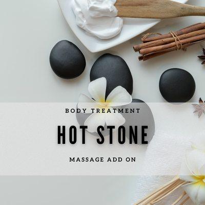 Hot stones add-on to any massage to increase blood flow to tissue and improve muscle laxity