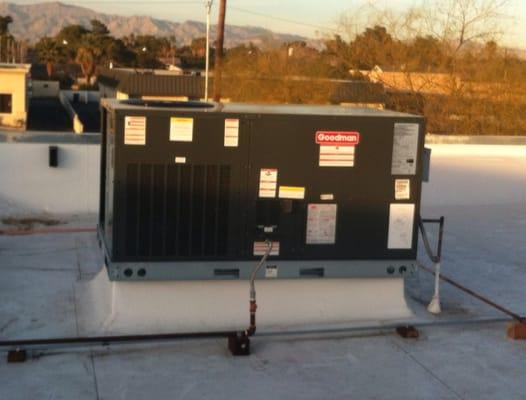 A commercial Goodman package unit installed by Paradise Air.