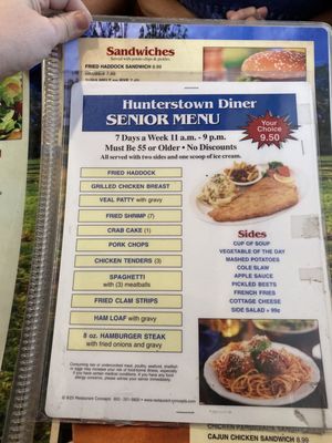 Senior menu