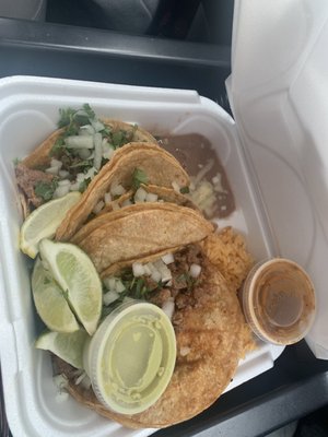 Carne Asada taco plate