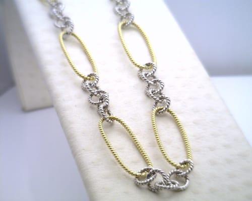 32" Italian made 18kt yellow and white gold necklace