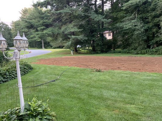 My lawn after leach field installation and before hay was spread.