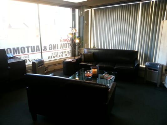 The lounge for customers to relax while their vehicle gets worked on