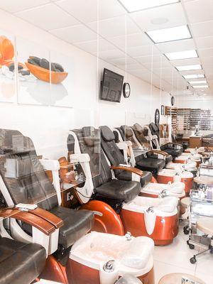 We have installed glass sneeze guards at all pedicure and manicure stations!