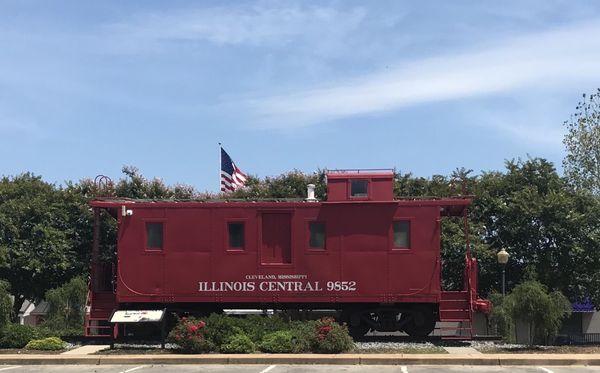 1941 IC caboose located in Historic Downtown Cleveland, MS across from the city's Martin & Sue King Railroad Heritage Museum