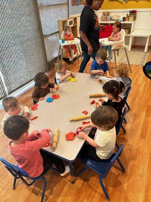 Little hands, big imagination! Our kids love creating with Play-Doh tools during fun and creative playtime at Play Ranch Family Child Care.