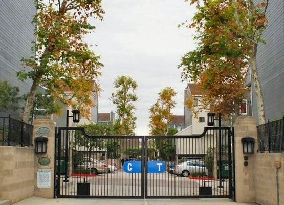 GT Apartments in Long Beach - gated entrance