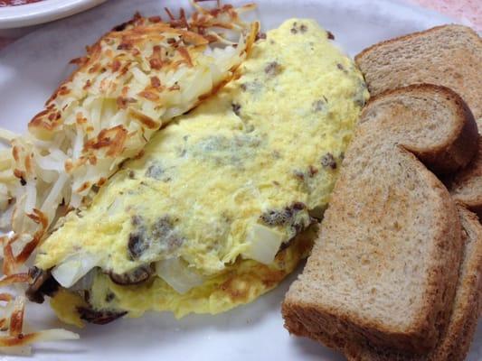 Cheese Steak Omelette with hash browns!