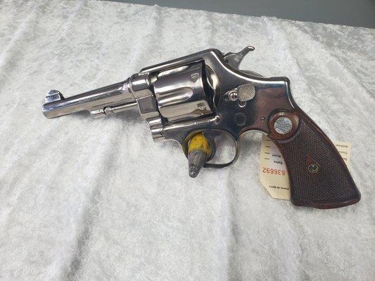 A Smith & Wesson .44 Special that we re-nickeled.