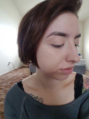 My perfectly sculpted bare brow thanks to Mirror Mirror Esthetics!