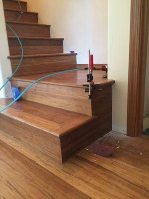 Woven bamboo floor and staircase install