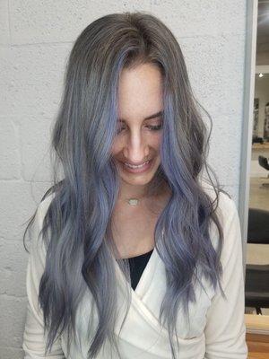 Grey/ purple painted hair