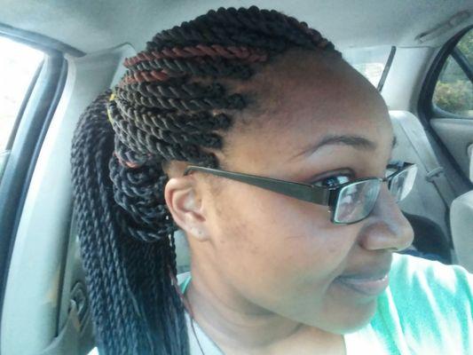 Medium Senegalese Twists in the color 2 with 350 highlights