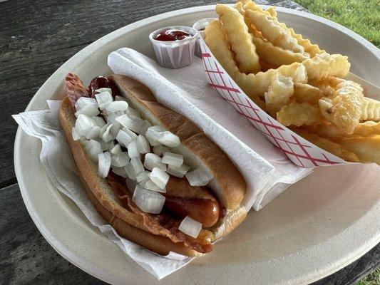 Chili dog and fries