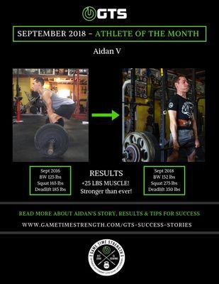 September 2018 Athlete of the Month!