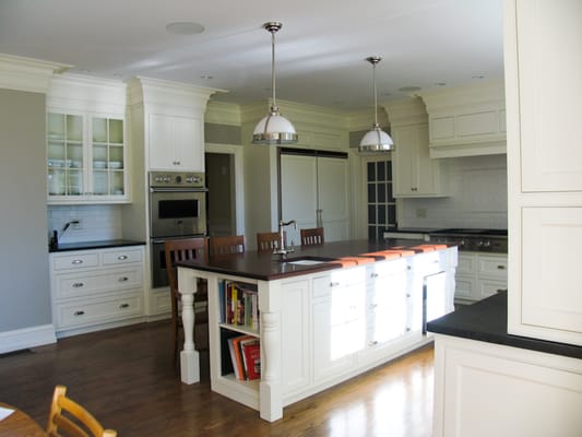 Painted white Kitchen with solid wood top