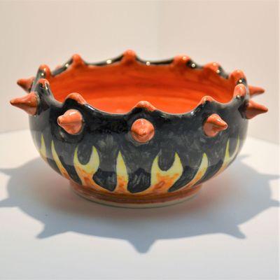 Ceramic Flame Salsa Bowl by Tom Edwards at It's A Blast! Glass Gallery - Tucson, AZ