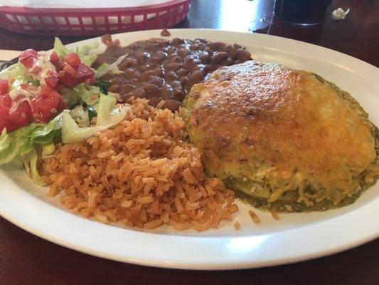 Green chili enchilada stack!