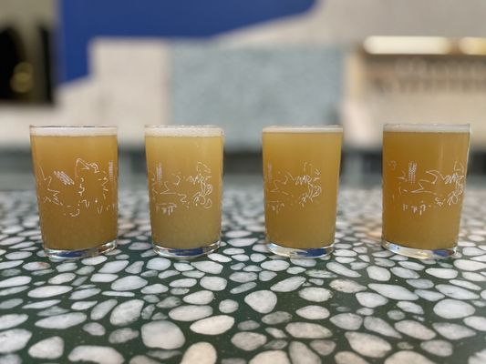 Beer flight of four IPAs