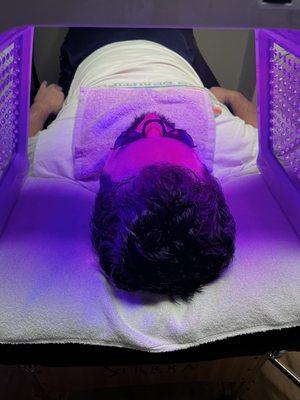 LED light therapy is a non invasive treatment that utilizes different wavelengths of infrared light to help treat various skin issues.