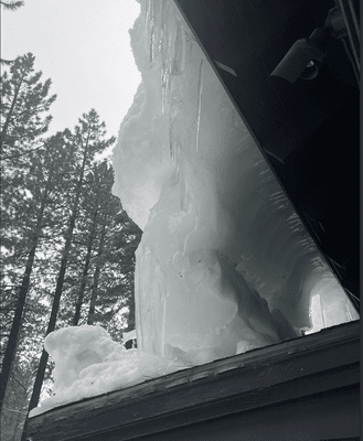 Dangerous ice.. for guests and the poor patio!