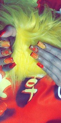 Hot Cheeto nails