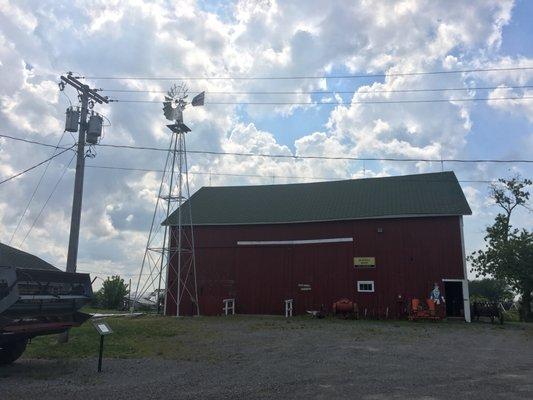 Barn building and windmill