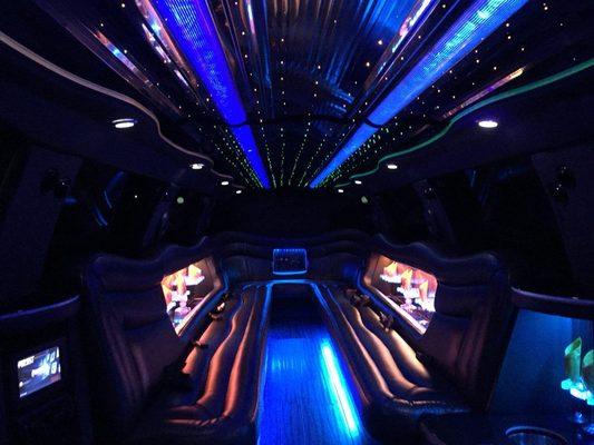 Inside of a 12 - 16 Passenger Hummer 2, not our Tall Limo Buses.