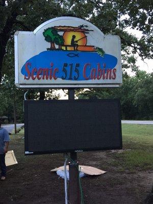 New message board being installed so you can't miss us on FM 515!