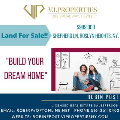 LAND FOR SALE!! 47 Shepherd Ln, Roslyn Heights, NY ''BUILD YOUR DREAM HOME'' CALL OR TEXT ROBIN POST 516-361-0402