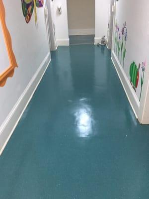 Newly waxed vct flooring